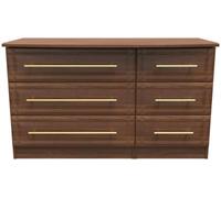 Faye Walnut Effect 6 Drawer Midi Dresser