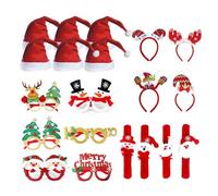 Fayelong 20PCS Christmas Glasses Glitter Headbands Hats Set for Christmas Party Favors Holiday Photos Booth