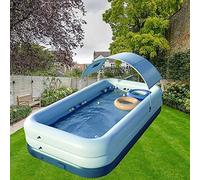 Fayelong Inflatable Swimming Pool with Canopy Outdoor Above Ground Portable Pool for Baby, Kids, Adults Blow Up Pool for Family Garden Backyard (Blue, 260x160x68cm/102x63x27inch)