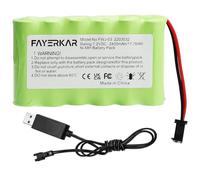 Fayerkar 7.2 V NI-MH Battery Pack, 2400 mAh Rechargeable AA RC Car Battery, 7.2 V Battery with Charging Cable, SM Plug for Remote Controlled Trucks, Lighting, Power Tools