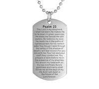 FAYERXL Christian Scripture Religious Dog Tag Necklace,Catholic Bible Verse Baptism Confirmation Sacrament Gifts, Stainless Steel, No Gemstone
