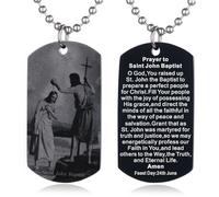 FAYERXL Scripture Baptism Holy Bible Verse Dog Tag Necklace,Engraved Catholic Christian Communion Confirmation Rite Religious Gift, Stainless Steel, No Gemstone
