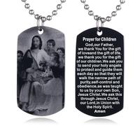 FAYERXL Scripture Baptism Holy Bible Verse Dog Tag Necklace,Engraved Catholic Christian Communion Confirmation Rite Religious Gift, Stainless Steel, No Gemstone