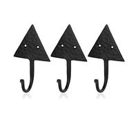 Fayesia Black Wall Hooks for Hanging - Blacksmith Hand Forged Iron Coat Hooks Wall Mounted - Ideal for Keys, Hats, Robes etc - Multipurpose Single Prong Hook - Screws Included - Set of 3 (Umbrella)