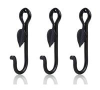 Fayesia Black Wall Hooks for Hanging - Blacksmith Hand Forged Iron Coat Hooks Wall Mounted - Ideal for Keys, Hats, Robes etc - Multipurpose Single Prong Hook - Screws Included - Set of 3 (Garden)