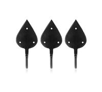 Fayesia Black Wall Hooks for Hanging - Blacksmith Hand Forged Iron Coat Hooks Wall Mounted - Keys, Hats, Robes etc - Multipurpose Single Prong Metal Hook - Screws Included - Set of 3 (Gothic)