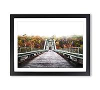 Fayette Station Bridge In West Virginia Modern Art Framed Wall Art Print, Ready to Hang Picture for Living Room Bedroom Home Office Décor, Black A3 (46 x 34 cm)