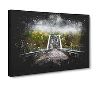 Fayette Station Bridge In West Virginia Paint Splash Canvas Print | Gallery Wrapped 30mm Frame Wall Art | 24x16 inches | Ready to Hang | Modern Cityscape Picture | Living Room Bedroom Lounge Office
