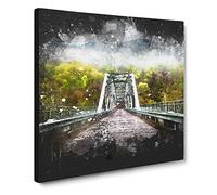 Fayette Station Bridge in West Virginia Paint Splash Canvas Print | Gallery Wrapped 30mm Frame Wall Art | 14x14 inches | Ready to Hang | Modern Cityscape Picture | Living Room Bedroom Lounge Office