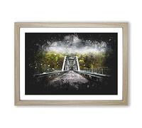 Fayette Station Bridge in West Virginia Paint Splash Framed Print | A2 Oak Framed Wall Art | Ready to Hang | Modern Cityscape Picture | Living Room Bedroom Lounge Office