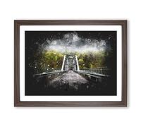 Fayette Station Bridge In West Virginia Paint Splash Modern Art Framed Print | A3 Walnut Framed Wall Art | Ready to Hang | Modern Cityscape Picture | Living Room Bedroom Lounge Office