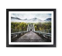 Fayette Station Bridge In West Virginia Painting Modern Art Framed Print | A3 Black Framed Wall Art | Ready to Hang | Modern Cityscape Picture | Living Room Bedroom Lounge Office