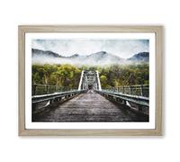 Fayette Station Bridge In West Virginia Painting Modern Art Framed Print | A3 Oak Framed Wall Art | Ready to Hang | Modern Cityscape Picture | Living Room Bedroom Lounge Office