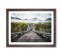 Fayette Station Bridge In West Virginia Painting Modern Art Framed Print | A3 Walnut Framed Wall Art | Ready to Hang | Modern Cityscape Picture | Living Room Bedroom Lounge Office