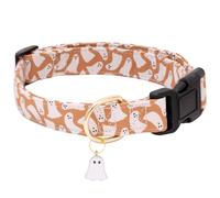 Faygarsle Fall Dog Collar Adorable GhostPattern Halloween Collar for Dogs Autumn Collar for Small Medium Large Female and Male Dogs Cute Neckwear for Dogs Orange Collar for Boy Girl Dogs S