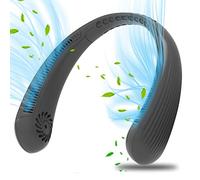 FAYHIJUN Portable Neck Fan Bladeless Rechargeable 4000 mah 3 Speed Neck Air Cooler Super Quiet Working Wearable Personl USB Neck Fans Men Women Kids (Black)