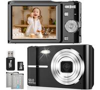FAYIBUY Digital Camera 50MP 1080P FHD Photo Camera with Auto Focus 16X Digital Zoom Camera Portable Compact Camera with 32GB SD Card for Children Teenagers Beginners Gift (Black)