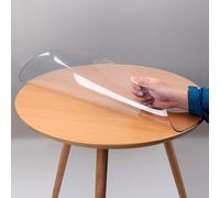 FAYING Indoor Outdoor Heavy Duty Premium Clear Transparent Round Fitted PVC Tablecloth, Round Waterproof Table Cover,Wipeable,Clear Plastic Tablecloth Protector(2.0mm,Dia.18in/45cm)