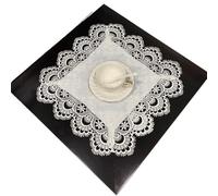 FAYING Lace Table Doilies Square Bedside Tablecloth Nightstand Cover Coffee Dining Tables Centerpiece Small Table Cloth Vase Mat Cup Mat(Pure White)