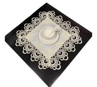 FAYING Lace Table Doilies Square Bedside Tablecloth Nightstand Cover Coffee Dining Tables Centerpiece Small Table Cloth Vase Mat Cup Mat(Cream White)