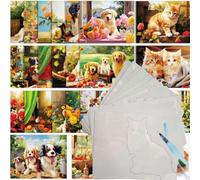 FayinLuna 24 Pack Reusable Water Painting Book for Seniors Dementia, No Mess Pet Water Colouring Book, Magic Water Art Therapy Set with Brush, Gifts for Elderly Parents Grandparents