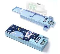 FayinLuna Pop Up Multifunction Pencil Case for Girls Boys, School Supplies with Calculators, Sharpener, Schedule, School Supplies, Best Birthday Gifts for Kids (Light blue)