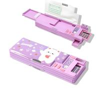 FayinLuna Pop Up Multifunction Pencil Case for Girls Boys, School Supplies with Calculators, Sharpener, Schedule, School Supplies, Best Birthday Gifts for Kids (Purple)