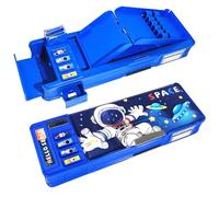 FayinLuna Pop Up Multifunctional Pencil Case with Sharpener & Planner - Perfect School Supplies for Kids & Teens, Best Birthday Gifts for Student (Blue astronaut)