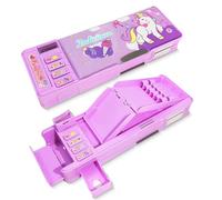 FayinLuna Pop Up Multifunctional Pencil Case with Sharpener & Planner - Perfect School Supplies for Kids & Teens, Best Birthday Gifts for Student (Purple horse)