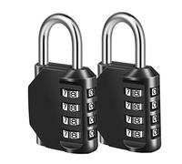 Fayleeko Combination Lock, 4 Digit Padlock for School Gym Sports Locker, Fence, Toolbox, Case, Hasp Cabinet Storage (2 Pack, Black)