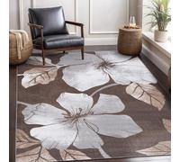 Faylora Machine Washable Indoor Area Rug 60x240cm for Bedroom, Dining Room, Office, Soft, Low Pile, Non-Slip Modern Floral Brown