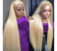 Fayniss 613 Lace Front Wig Human Hair 200% Density Straight Blonde Pre Plucked with Baby Hair 20 Inch