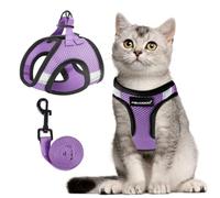 FAYOGOO Cat Harness and Lead Set Escape Proof Soft Vest Harness for UK Cats | Reinforced Velcro Straps, Padded Air Mesh, Walking Lead with Grab Handle, Reflective Trim for Indoor and Outdoor Cats