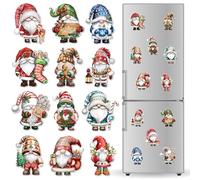 Fayoo 12 Pcs Christmas Gnome Magnet Decorations - Magnetic Xmas Fridge Magnet Stickers for Refrigerator, Cruise Ship, Car & Garage Door