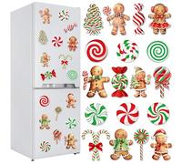 Fayoo Christmas Gingerbread Candy Refrigerator Magnet Decorations, Magnetic Holiday Candies Cane Peppermint Fridge Magnet Stickers Xmas Gingerbread Cruise Garage Door Car Magnet Decals for Home Decor