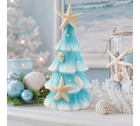 Fayoo Large Blue Coastal Christmas Tree, 9.8'' Ocean Resin Table Decor