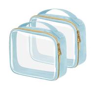 FAYORORY TSA Approved Travel Toiletry Bag,2 Pack Clear Makeup Bags with Handles,Quart Size Clear Cosmetic Bags for Traveling Women,Men,Carry on Airport Airline Compliant Bag,QH, Blue, 2 Pack, Large