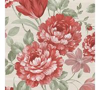 Fayre Floral Wallpaper Red/Cream Muriva 194303
