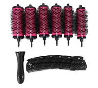 Fayrimi 6pcs/set 3 Sizes Detachable Handle Hair Roller Brush with Positioning Clips Aluminum Ceramic Barrel Curler Comb Hairdresser