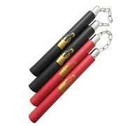 Fayscingo 2 Pairs Foam Training Nunchucks Martial Arts Nunchakus Padded Sponge Portable Practice Nunchakus for Kids Adults and Beginners (Black+Red)