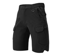 Faysfad Men's Cargo Work Shorts Quick Dry Elasticated Waist Shorts for Hiking Walking Outdoor Tactical with Zip Pockets (6336,Black,38)