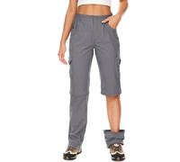 Faysfad Walking Trousers Women Cargo Pants Waterproof Summer Quick Dry Lightweight Convertible Stretch Outdoor Casual UPF 50 Hiking Running Zip Off （2193，Gray，8）