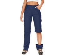 Faysfad Women's Convertible Zip Off Hiking Trousers Lightweight Quick Dry UV Protection Cargo Joggers Waterproof Walking Trekking Camping Pants with Multiple Pockets （2193，Blue，4）