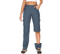 Faysfad Women's Convertible Zip Off Hiking Trousers Lightweight Quick Dry UV Protection Cargo Joggers Waterproof Walking Trekking Camping Pants with Multiple Pockets （2193，Dark Gray，8）