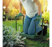 Fayton 2-In-1 Folding Garden Kneeler Stool Padded Seat Bench with Tool Bag in Green Fayton Green