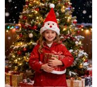 fayuua Electric Santa Hat Interactive Musical Soft Elastic Light Up | Christmas Singing Dancing Headwear for New Year Holiday Carnival Winter Celebration Photo Booth Prop Festival