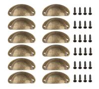 Fayvosiue 12 PCS Shell Cup Handle Door Drawer Chest Semi-Circular Handle Vintage Drawer Pull Handles (Antique Copper)
