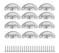 Fayvosiue 12 PCS Shell Cup Handle Door Drawer Chest Semi-Circular Handle Vintage Drawer Pull Handles (Silver)