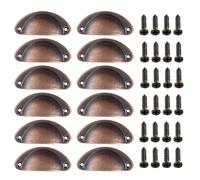 Fayvosiue 12 PCS Shell Cup Handle Door Drawer Chest Semi-Circular Handle Vintage Drawer Pull Handles (Red Antique Brass)