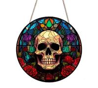 FAYZSOWSR 1PCS Skull Window Hanging Gothic Window Wall Hanging Stained Glass Window Hanging Restaurant, Theme Party Hanging Decorations for Men and Women (Style 4), WOS0489